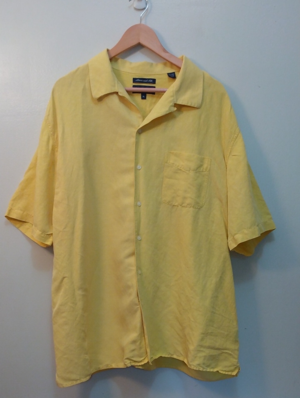 Austin Reed London XL Yellow Linen/Silk Summer Resort Shirt